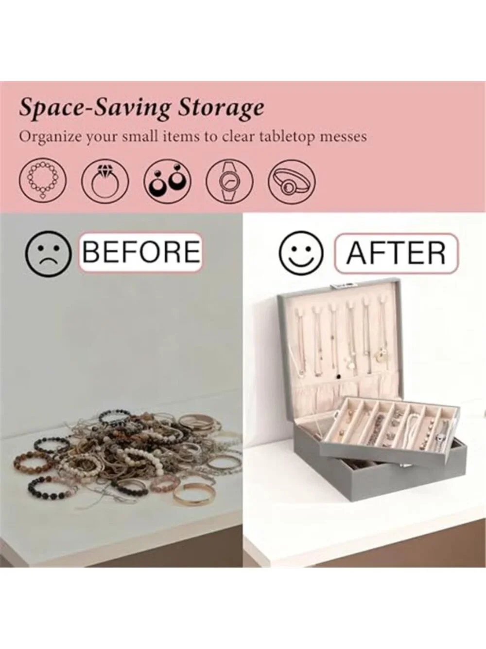 Jewelry Box Organizer, 2-Layer Necklace Organizer Box, Modern Style Necklace